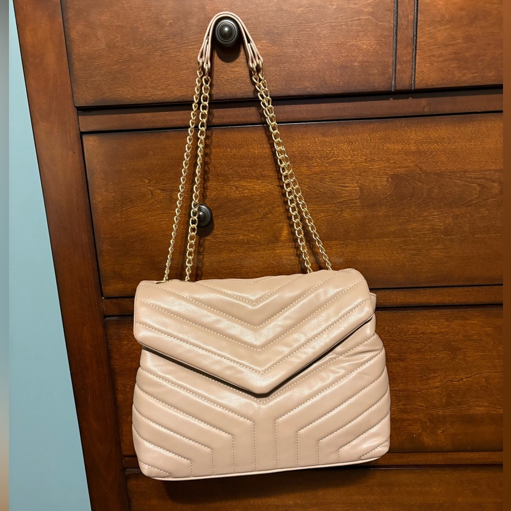Elegant Cream Quilted Shoulder Bag - Carried Once